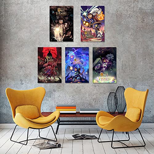 The Owl House Poster Canvas Art Poster and Canvas Wall Art Living Room Posters Bedroom Painting, Wall Art Picture Print Modern Family Bedroom Decor Posters Set of 5 Pcs (No Frame,8x12inch-5pcs)