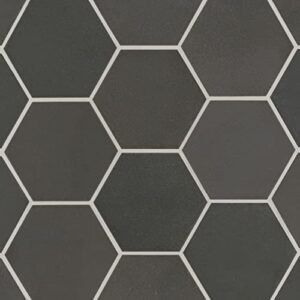 bedrosians celine 4" hexagon matte porcelain floor & wall tile, black (50-pack, 4.68 sf)