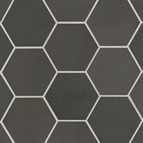 Bedrosians Celine 4" Hexagon Matte Porcelain Floor & Wall Tile, Black (50-Pack, 4.68 SF)