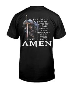 atmtee the devil saw me with my head down t-shirt, christian t-shirts for men, knight templar religious t shirt (as1, alpha, xx_l, regular, regular, black)