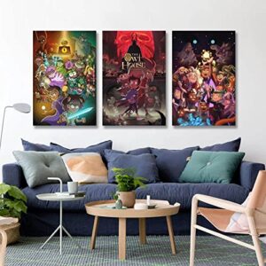 The Owl House Set of 3 Anime Poster 90s Canvas Wall Art Room Aesthetic Decor Posters 12x18inch(30x45cm)-3pcs