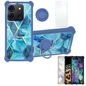 case for infinix smart 7 plus case compatible with infinix smart 7 plus phone case cover [with tempered glass screen protector][pc + tpu 2 in 1][ring support] [colorful reflect light] imdl-ls