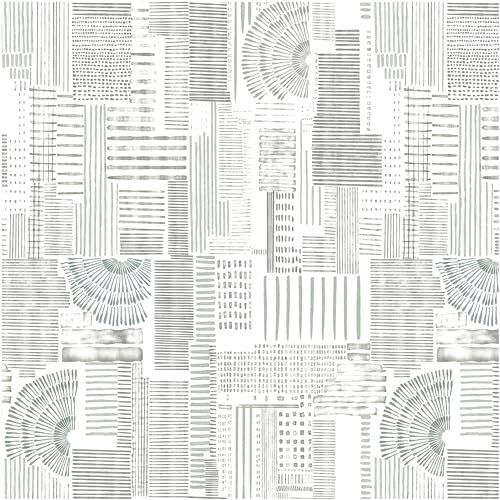 Theper Modern Peel and Stick Wallpaper Gray and White Stripe Wallpaper Contact Paper 17.3” x 78.7” Geometric Wallpaper Self Adhesive Wallpaper Removable Decorative Wallpaper for Bedroom Vinyl Film