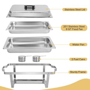 BriSunshine 4 Packs 8 QT Chafing Dish Buffet Set, Stainless Steel Rectangular Buffet Warmer for Parties with Foldable Frame Pans Lids, Full Size Chafing Dishes Food Warmers for Buffet Weddings Events