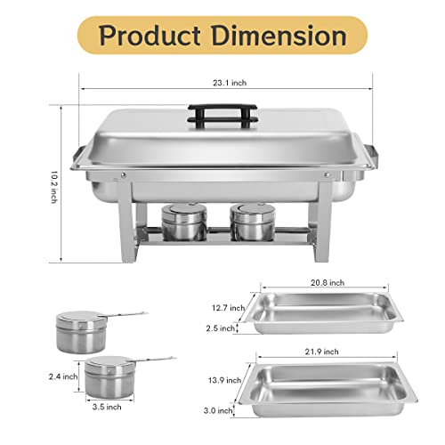 BriSunshine 4 Packs 8 QT Chafing Dish Buffet Set, Stainless Steel Rectangular Buffet Warmer for Parties with Foldable Frame Pans Lids, Full Size Chafing Dishes Food Warmers for Buffet Weddings Events