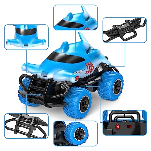 Remote Control Car for Boys 2-5, RC Toys for 2 3 4 5 Year Old Boys, Shark Monster Truck Toy Vehicle,Mini 1:43 Scale Car Toys for Boys 3-5 Years Old Truck, Toy Cars Best Gift for Age 3 4 5 6 Kids