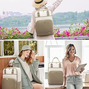 LOVEVOOK Laptop Backpack for Women 15.6 Inch, Travel Backpack Personal Item Size Carry On Bag, Women’s Computer Backpack Work Laptop Bag With Water-Resistant, College Backpack Teacher Nurse Bag, Khaki