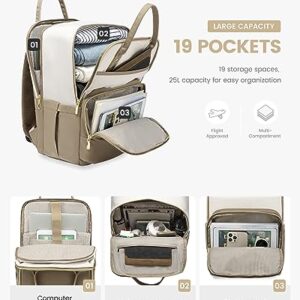 LOVEVOOK Laptop Backpack for Women 15.6 Inch, Travel Backpack Personal Item Size Carry On Bag, Women’s Computer Backpack Work Laptop Bag With Water-Resistant, College Backpack Teacher Nurse Bag, Khaki