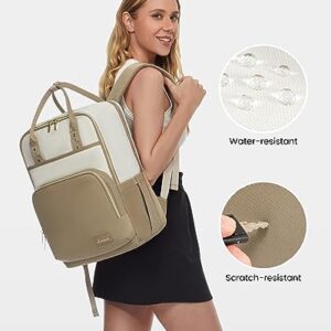 LOVEVOOK Laptop Backpack for Women 15.6 Inch, Travel Backpack Personal Item Size Carry On Bag, Women’s Computer Backpack Work Laptop Bag With Water-Resistant, College Backpack Teacher Nurse Bag, Khaki