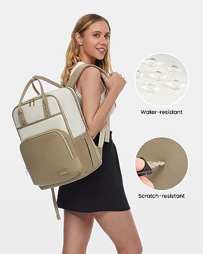 LOVEVOOK Laptop Backpack for Women 15.6 Inch, Travel Backpack Personal Item Size Carry On Bag, Women’s Computer Backpack Work Laptop Bag With Water-Resistant, College Backpack Teacher Nurse Bag, Khaki