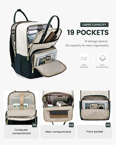 LOVEVOOK Laptop Backpack for Women 15.6 Inch, Travel Backpack Personal Item Carry On Bag for College, Women’s Computer Backpack Laptop Bag for Work for Teacher Nurse With Water-Resistant, Dark Green