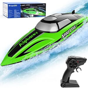 alpharev rc boats for kids - r208mini double motor remote control boat for pool and lake, 2.4ghz rc speed boat with rechargeable battery, summer outdoor water toys birthday gifts for boys