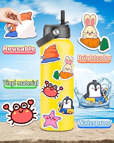 600 Pcs Cute Stickers for Kids, Water Bottle Stickers for Teens, Kawaii Vinyl Phone Laptop Skateboard Animal Waterproof Classroom Stickers, Bulk Aesthetic Sticker Packs for Boys Girls Teacher