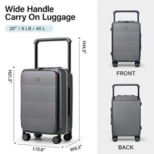 Hanke Carry On Luggage Hard Shell Suitcases with Spinner Wheels Top Zip Suitcase for Men Women TSA Luggage Travel Suit Case Lightweight Wide Handle Rolling Luggage 20 Inch(Graphite Grey)