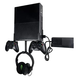 wall mount for xbox one, wall mount kit for xbox one original+power brick mount, with detachable controller holder & headphone hanger, xbox one stand