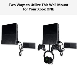 Wall Mount for Xbox One, Wall Mount Kit for Xbox One Original+Power Brick Mount, with Detachable Controller Holder & Headphone Hanger, Xbox One Stand