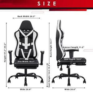 Gaming Chair Massage with Footrest Gamer Chair Ergonomic Gaming Chair for Adults Video Game Chair with Headrest and Massage Lumbar Support Gaming Chair Adjustable Swivel