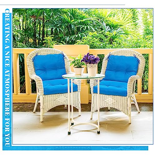 Geetery Set of 4 Patio Chair Cushions for Indoor Outdoor Furniture Tufted High Back Seat Pads Waterproof Comfort Replacement Seating Cushions with Ties for Lawn Yard Porch Inside Outside (Blue)