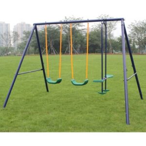 swing sets for backyardfor kids,toddlers,3-in-1 heavy duty metal swing frame w/a-shaped stand, swing, glider, gym rings, play equipment for gifts,440lbs playground activity playset with swing seat