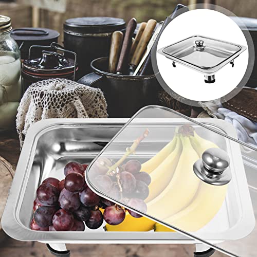 Buffet Food Holder Buffet Server Stainless Steel Chafing Dish Buffet Tray Chaffing Servers Rectangular Canteen Basin with Cover for Parties Buffets Buffet Food Warmer