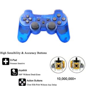 ＲＵＥＩＵＲＩ Wireless Controller for PS3,2 Pack PS3 Controller Compatible with PS 3 Console Double Shock Motion Control Upgraded Joystick with Charging Cord (Blue+Green)