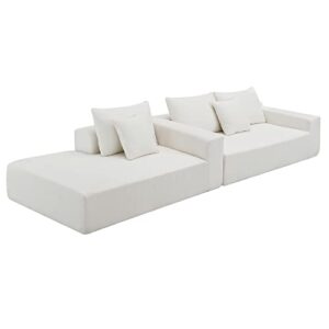 DEINPPA Modern Minimalist Style Modular Sofa Couch with Pillows, Deep Sectional Sofa Furniture Set, 4-Seater Chenille L-Shaped Sofa for Living Room Reception Room