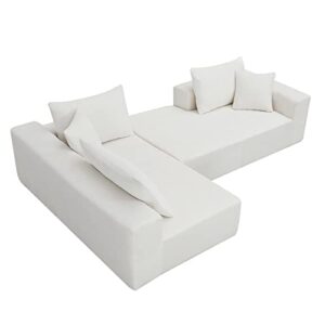 DEINPPA Modern Minimalist Style Modular Sofa Couch with Pillows, Deep Sectional Sofa Furniture Set, 4-Seater Chenille L-Shaped Sofa for Living Room Reception Room