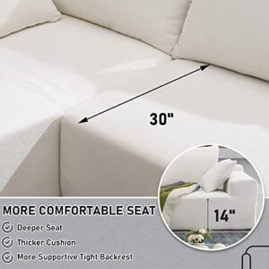 DEINPPA Modern Minimalist Style Modular Sofa Couch with Pillows, Deep Sectional Sofa Furniture Set, 4-Seater Chenille L-Shaped Sofa for Living Room Reception Room