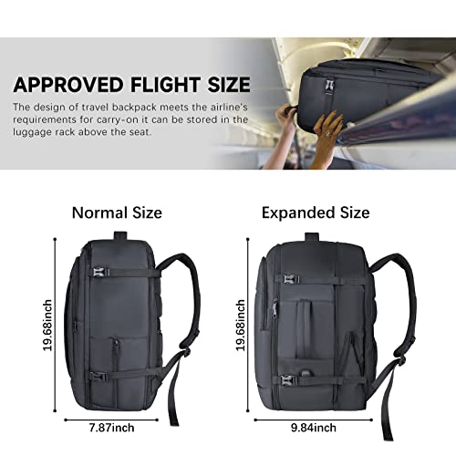 Travel Backpack, Carry On Backpack Flight Approved, 40L-50L Expandable Extra Large Backpack, Lightweight Waterproof Business Overnight Daypack Weekender Bag Fit 17 Inch Laptops, Gifts for Men Women