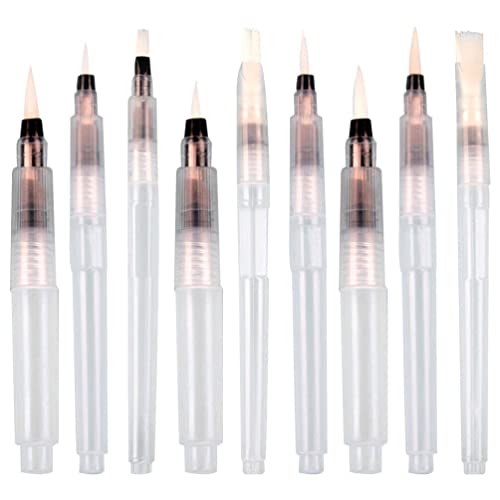 NUOBESTY Fountain Pen Ink 9pcs Watercolor Brush Pens Water Color Brush Pen Set Watercolor Paint Pens Water Coloring Brush Pens for Water Soluble Colored Pencils Pens + Pencil