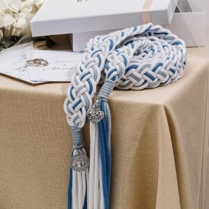 L.I.L.O.U Handfasting Cord for Wedding Ceremony in Natural Cotton Wedding Lasso Handmade Blue