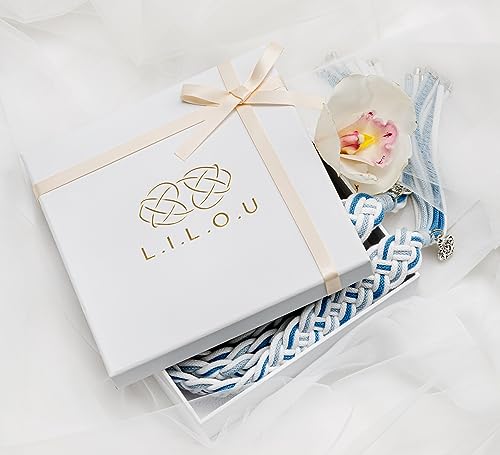 L.I.L.O.U Handfasting Cord for Wedding Ceremony in Natural Cotton Wedding Lasso Handmade Blue