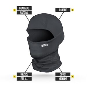 Nxtrnd Lightweight Ski Mask, Shiesty Mask, Tight Fitting Sports Balaclava (Black)