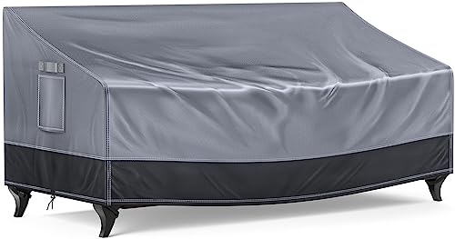 Pertotoy Outdoor Couch Cover Waterproof Patio Furniture Covers, 3-Seater Patio Sofa Cover Heavy Duty 600D Durable UV Anti-Fading, 79" Wx 37" Dx 35" H, Gray/Dark Gray