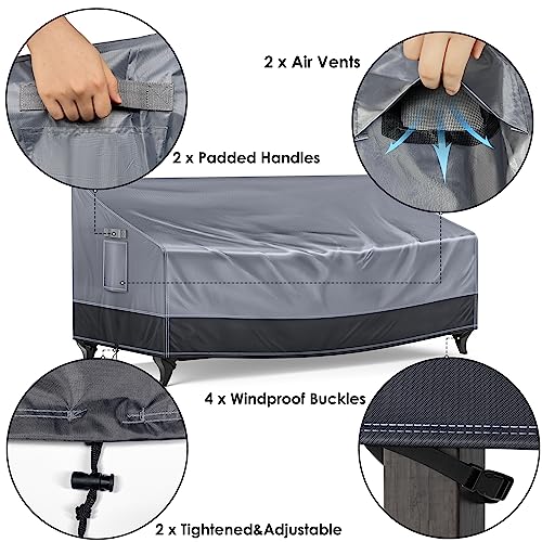 Pertotoy Outdoor Couch Cover Waterproof Patio Furniture Covers, 3-Seater Patio Sofa Cover Heavy Duty 600D Durable UV Anti-Fading, 79" Wx 37" Dx 35" H, Gray/Dark Gray