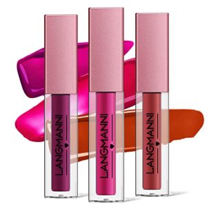 LANGMANNI 12Pcs Lip gloss Collection Makeup Set, Shiny Smooth Soft Liquid Lip Glosses Lip Stain With Rich Varied Colors For Girls And Women Makeup