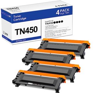 tn450 toner cartridge high yield replacement for brother tn-450 tn420 tn-420 compatible with hl-2270dw hl-2280dw hl-2230 mfc-7360n mfc-7860dw dcp-7065dn intellifax 2840 2940 printer (4 pack)