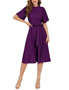 muadress women vintage cocktail dresses modest short sleeve classic tea dresses bridesmaid party homecoming dress grape s