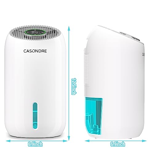 CASONDRE 56OZ Dehumidifier, 500 Sq ft Small Dehumidifier with Touch Control LED Screen, Temperature Display, Timer, 3 Modes, Auto Shut Off Portable Dehumidifier for Bathroom, Basement, Bedroom, RV