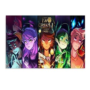 waterproof and anti fading canvas hd print wall decoration poster the owl house 3 anime art poster easy to hang on wall decoration -emxee (16x24inch unframe,a)