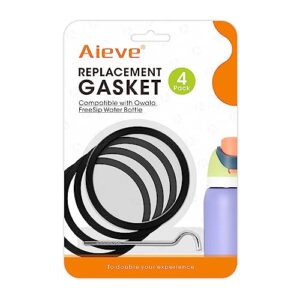 aieve 4 pack replacement gasket compatible with owala freesip water bottle, silicone lid seal replacement part compatible with owala 24oz 32oz 40oz stainless steel cup