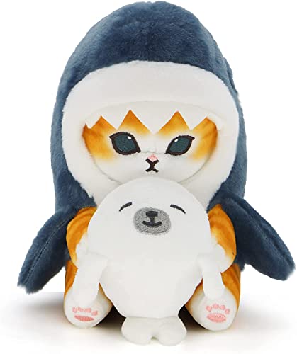 LKMYHY Cute Shark Cat Plush Toy Seal Cat Stuffed Animal Plushies Doll, 7'' Soft Stuffed Shark Kitten Pillow Christmas Birthday Gifts for Kids Boys Girls