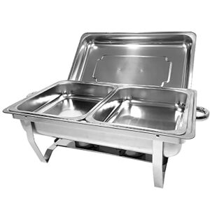 axni hot pot buffet set, stainless steel catering food warmer, foldable/easy to clean, rectangular food warmer for party buffet,2gitter