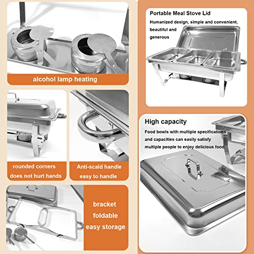 AXNI Hot Pot Buffet Set, Stainless Steel Catering Food Warmer, Foldable/Easy to Clean, Rectangular Food Warmer for Party Buffet,2Gitter