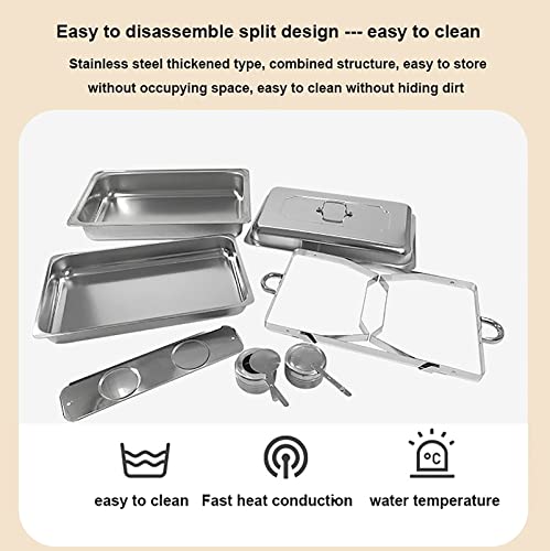 AXNI Hot Pot Buffet Set, Stainless Steel Catering Food Warmer, Foldable/Easy to Clean, Rectangular Food Warmer for Party Buffet,2Gitter