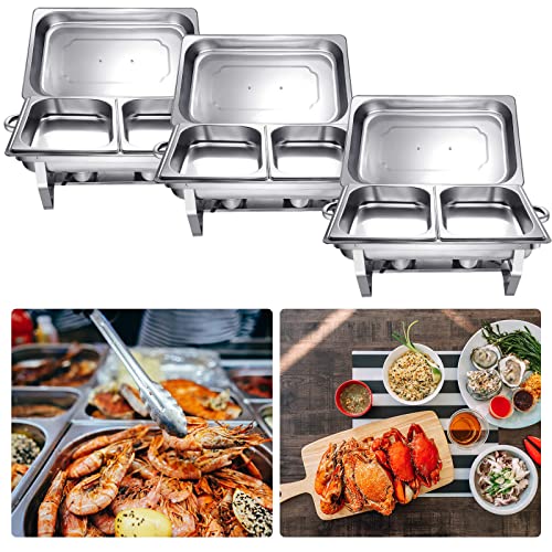 AXNI Hot Pot Buffet Set, Stainless Steel Catering Food Warmer, Foldable/Easy to Clean, Rectangular Food Warmer for Party Buffet,2Gitter