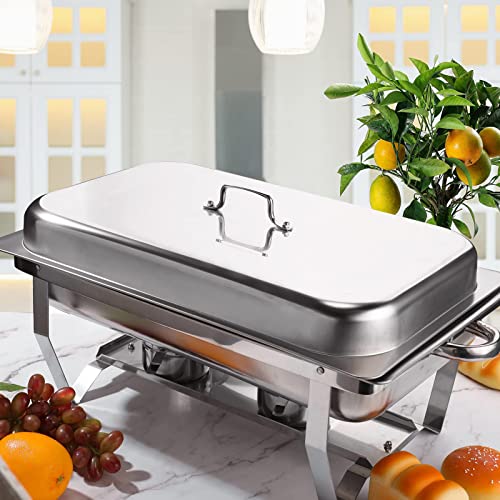 AXNI Hot Pot Buffet Set, Stainless Steel Catering Food Warmer, Foldable/Easy to Clean, Rectangular Food Warmer for Party Buffet,2Gitter