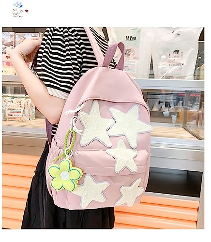 TIMMOR MAGIC Y2k Backpack for Women Aesthetic Bags with Star Graphic Vintage Coquette Bags Y2k Fashion Cyber Bag(style5-pink)