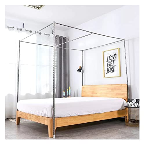 Stainless Steel Canopy Bed Frame, Mosquito Net with Bed Bracket Four Poster Frame for Double/Complete/Queen/California King/King Size Bed (Color : Upgrade 32mm, Size : 180X220CM)