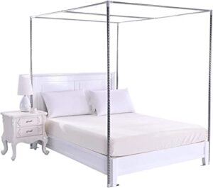 stainless steel canopy bed frame,mosquito net door quattro canopy frame, canopy frame, single/double/king-size bed frame (color : silver, size : 1.8x2m bed)